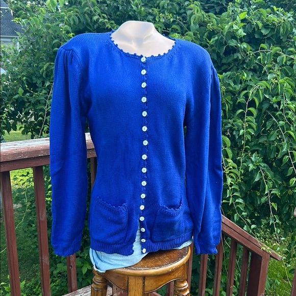 Cambridge Spirit Knit Cardigan with Fitted Silhouette- Vintage- Shoulder Pads - Picture 1 of 5